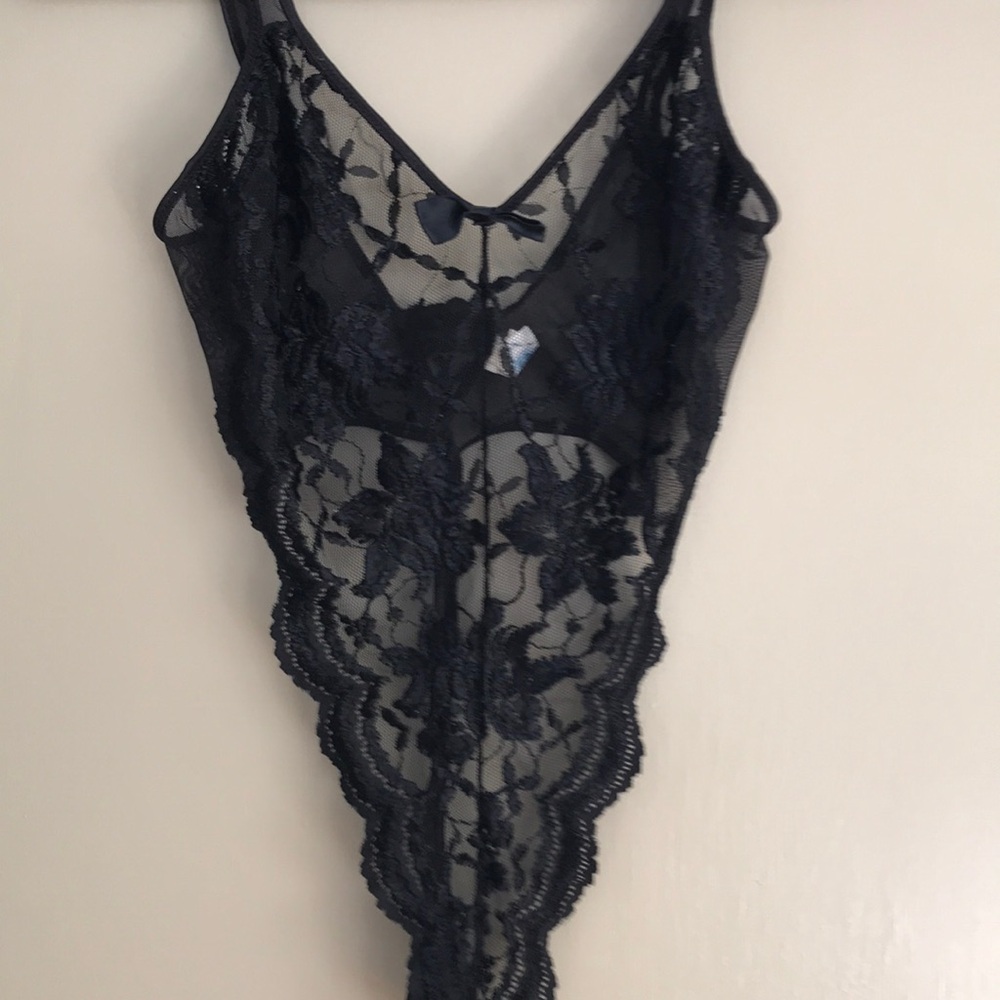 Victoria’s Secret gold label black lace teddy